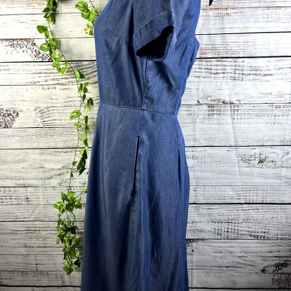 Banana Republic Dress $128 size 4 Denim Jean Tencel Career Wedding Knee A Line - Picture 12 of 16